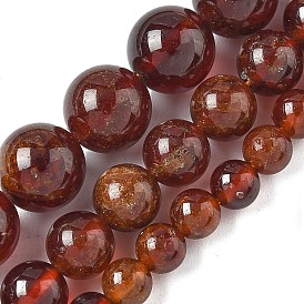 Натуральный оранжевый гранатовый бисер пряди, круглые
