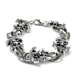 Retro Alloy Skull Anchor Link Chain Bracelets for Women Men