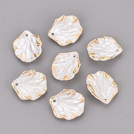 CCB Plastic Pendants, Petaline Charms, Golden Metal Enlaced
