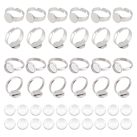 Набор для изготовления пустого купольного кольца, включая регулируемые 304 компоненты колец из нержавеющей стали, полукруглые стеклянные кабошоны