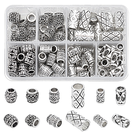 Европейские сплавочные бусины тибетского стиля , бусины с большим отверстием, баррель с цветком, без кадмия и без свинца