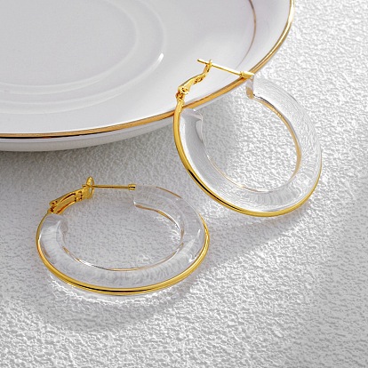 Серьги-кольца из латуни с прозрачной смолой