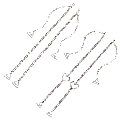 2 комплекты 2 стильные латунные стразы нескользящие бретельки для бюстгальтера, эластичный регулируемый держатель для лямок бюстгальтера, с карабин-лобстерами 