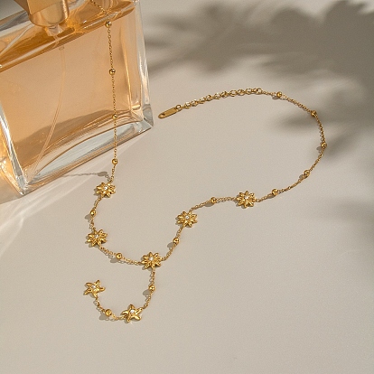 Элегантные 304 цепочки из нержавеющей стали с кристаллами и стразами в виде цветка морской звезды для женщин