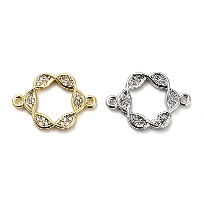 Подвески-подвески с полым цветком из латуни с микропаве и прозрачным кубическим цирконием, стойки покрытие, долговечный, без свинца и без кадмия