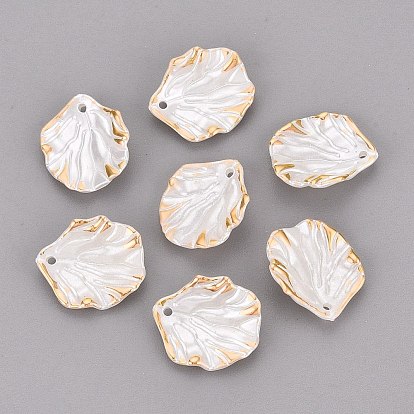 CCB Plastic Pendants, Petaline Charms, Golden Metal Enlaced