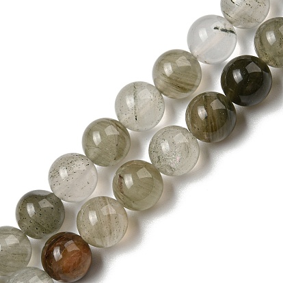 Natural Green Lodolite Quartz/Garden Quartz Beads Strands, Round