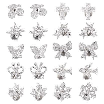 10 пары 10 стили 304 серьги-гвоздики из нержавеющей стали, цвет нержавеющей стали