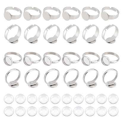 Набор для изготовления пустого купольного кольца, включая регулируемые 304 компоненты колец из нержавеющей стали, полукруглые стеклянные кабошоны