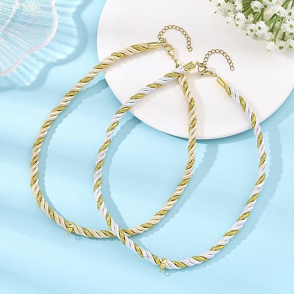 2 piezas 2 colores cordón de poliéster trenzado para hacer collares, con asas de tubo de latón, dorado