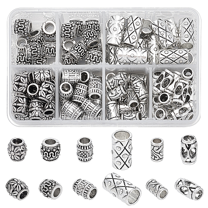 Европейские сплавочные бусины тибетского стиля , бусины с большим отверстием, баррель с цветком, без кадмия и без свинца