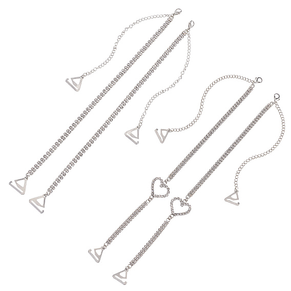 2 комплекты 2 стильные латунные стразы нескользящие бретельки для бюстгальтера, эластичный регулируемый держатель для лямок бюстгальтера, с карабин-лобстерами 