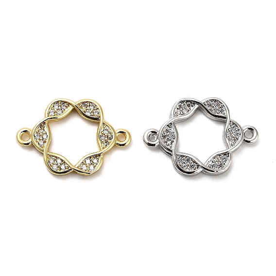 Подвески-подвески с полым цветком из латуни с микропаве и прозрачным кубическим цирконием, стойки покрытие, долговечный, без свинца и без кадмия