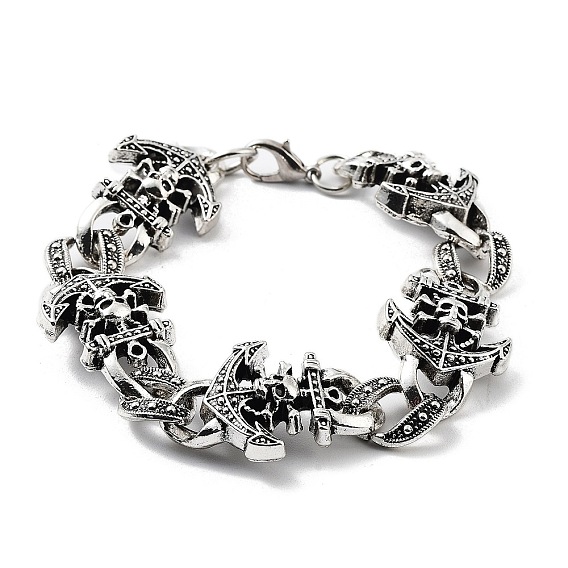Bracelets de chaîne à maillons d'ancrage en alliage rétro pour femmes et hommes
