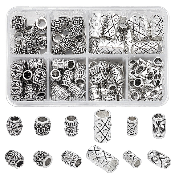 Европейские сплавочные бусины тибетского стиля , бусины с большим отверстием, баррель с цветком, без кадмия и без свинца