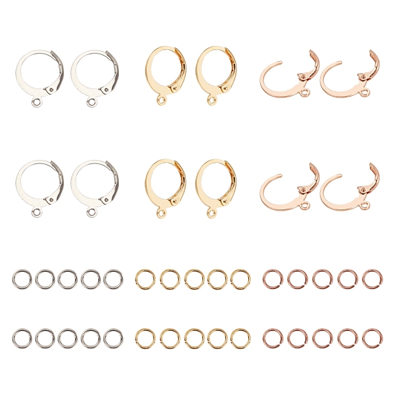 304 Stainless Steel Leverback Earring Findings, with Loop and Jump Rings