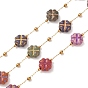 Brass & Handmade Lampwork & Steel Beaded Chain, Four Leaf Clover, Soldered, with Spool