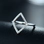 Ромб 925 стерлингового серебра микропаве прозрачные кубические циркониевые кольца для женщин, родий