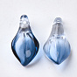 Two Tone Transparent Spray Painted Glass Pendants, Petaline