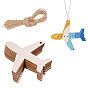 50Pcs Unfinished Wood Airplane Pendants, DIY Craft Ornaments with Jute Twine