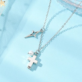 Женские ожерелья с подвеской в виде креста и звезды из латуни