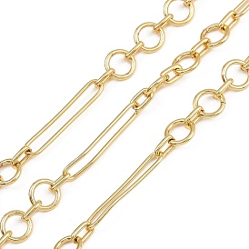 Латунь Figaro цепи, кольцо, с катушкой, несварные, без свинца и без кадмия, долговечный, без свинца, без никеля и без кадмия