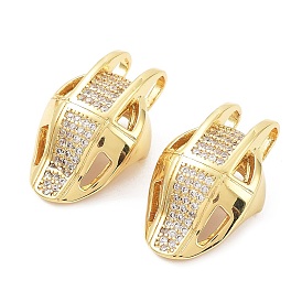 Rack Plating Brass with Clear Cubic Zirconia Pendants, Mask Shape, 
Cadmium Free & Lead Free
