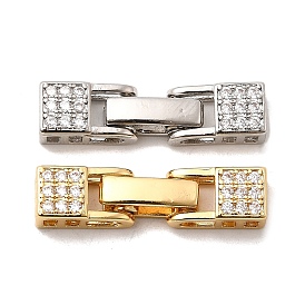 Латунное микропейв, прозрачный кубический цирконий, складные застежки, прямоугольные