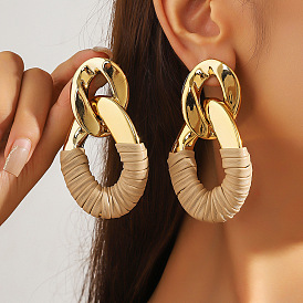 Ccb пластиковые и тканевые овальные серьги-гвоздики с цепочкой якорного плетения, золотые