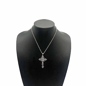 Vintage Zinc Alloy Cross Pendant Necklace for Men Women