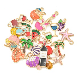 Summer Theme Alloy Enamel Pendants, Mixed Shape