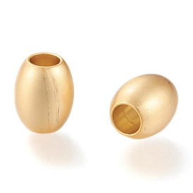 Matte Brass European Style Beads, Large Hole Beads, Long-Lasting Plated, Barrel