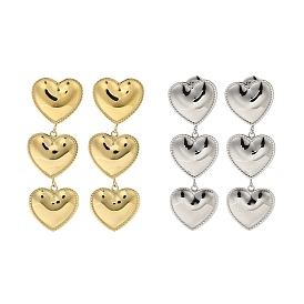 304 Stainless Steel Heart Dangle Stud Earrings for Women