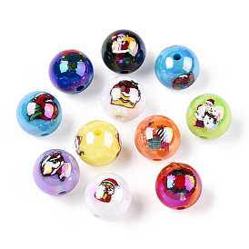 Рождественская тема: AB покрытие, непрозрачные акриловые бусины, круглый с печатью