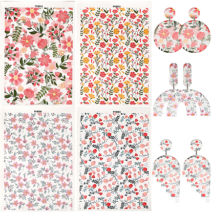 Blumenmuster Keramik Ton Wassertransferpapier, Unterglasur-Transferaufkleber, Für DIY-Ohrringe, Anhänger, Haarspange