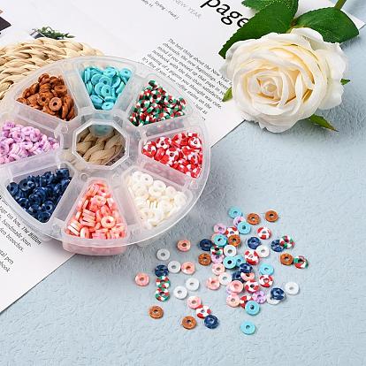1280Pcs 8 Colors Handmade Polymer Clay Beads, Disc Heishi Beads