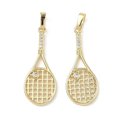 Латунные микропаве прозрачные подвески с фианитом, прелести ракетки, без кадмия и без свинца, долговечный, стойки покрытие