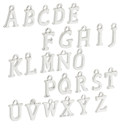 Aluminium Anhänger & Charms, alphabetische Form, Silberfarbe überzogen