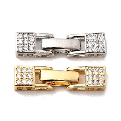 Латунное микропейв, прозрачный кубический цирконий, складные застежки, прямоугольные