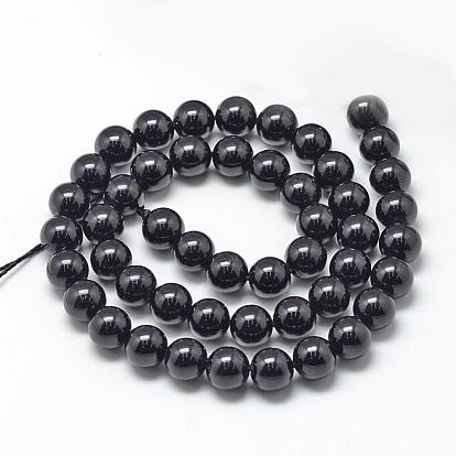 Natural Black Tourmaline Beads Strands, Round