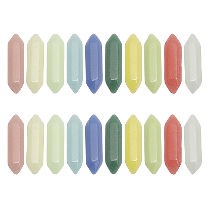 20шт. 10 цвета синтетический светящийся камень двойные концы, светится в темноте, без отверстия 