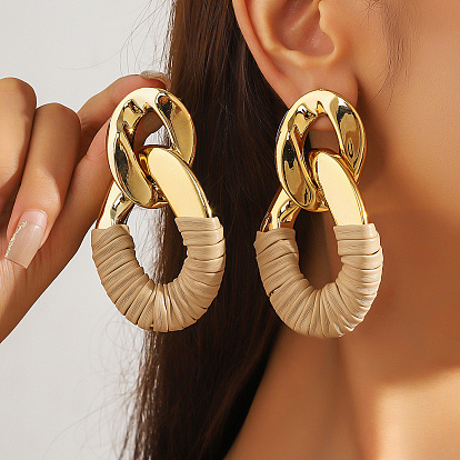 Ccb пластиковые и тканевые овальные серьги-гвоздики с цепочкой якорного плетения, золотые