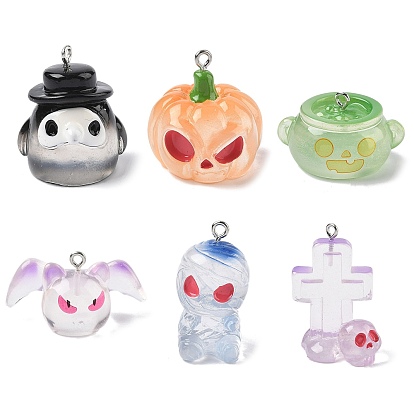 Подвески из прозрачной смолы на Хэллоуин, с платиновым железным обручем