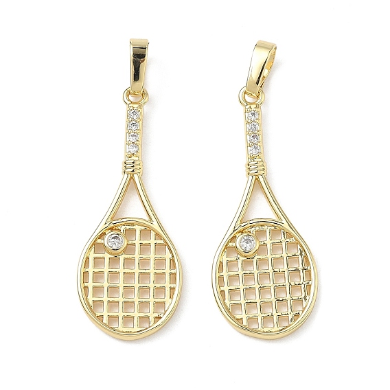 Латунные микропаве прозрачные подвески с фианитом, прелести ракетки, без кадмия и без свинца, долговечный, стойки покрытие