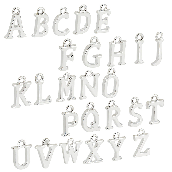 Alloy Pendants, Alphabet Shape, Silver Color Plated