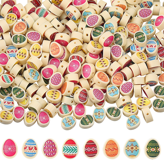 300шт. напечатанные бусины ручной работы из полимерной глины, пасхальные яйца