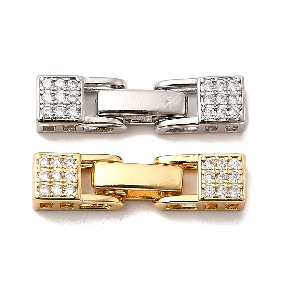 Латунное микропейв, прозрачный кубический цирконий, складные застежки, прямоугольные