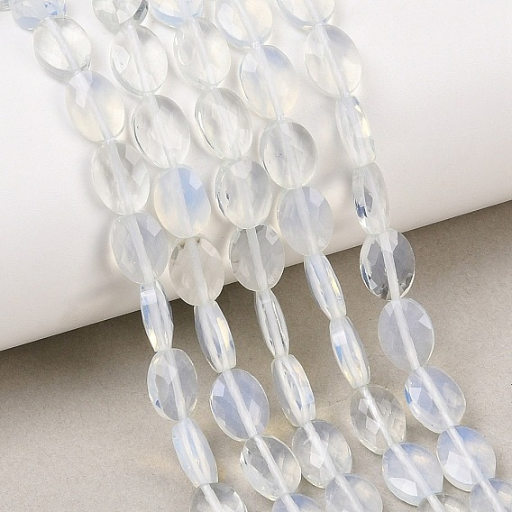 Opalite бисер пряди, граненые, Плоско-овальные