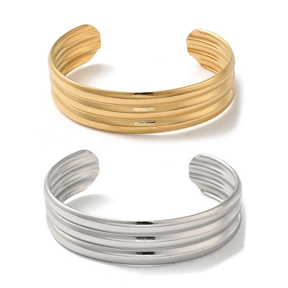 Рифленые открытые браслеты-манжеты из нержавеющей стали для женщин