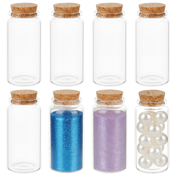 Bouteilles à vœux en verre pour les contenants de perles, avec bouchon en liège